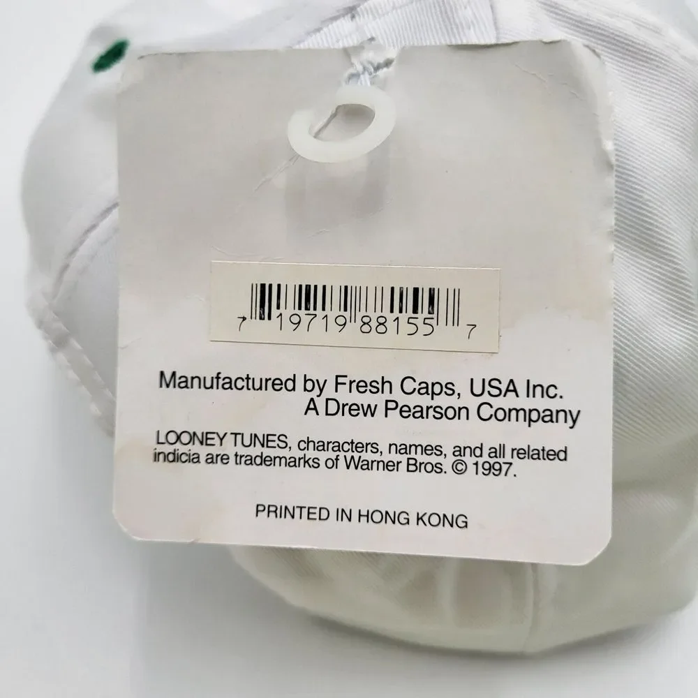 Vtg Taz White Hat‎ Looney Tunes One Size Snapback Pot of Gold St. Patrick's Day